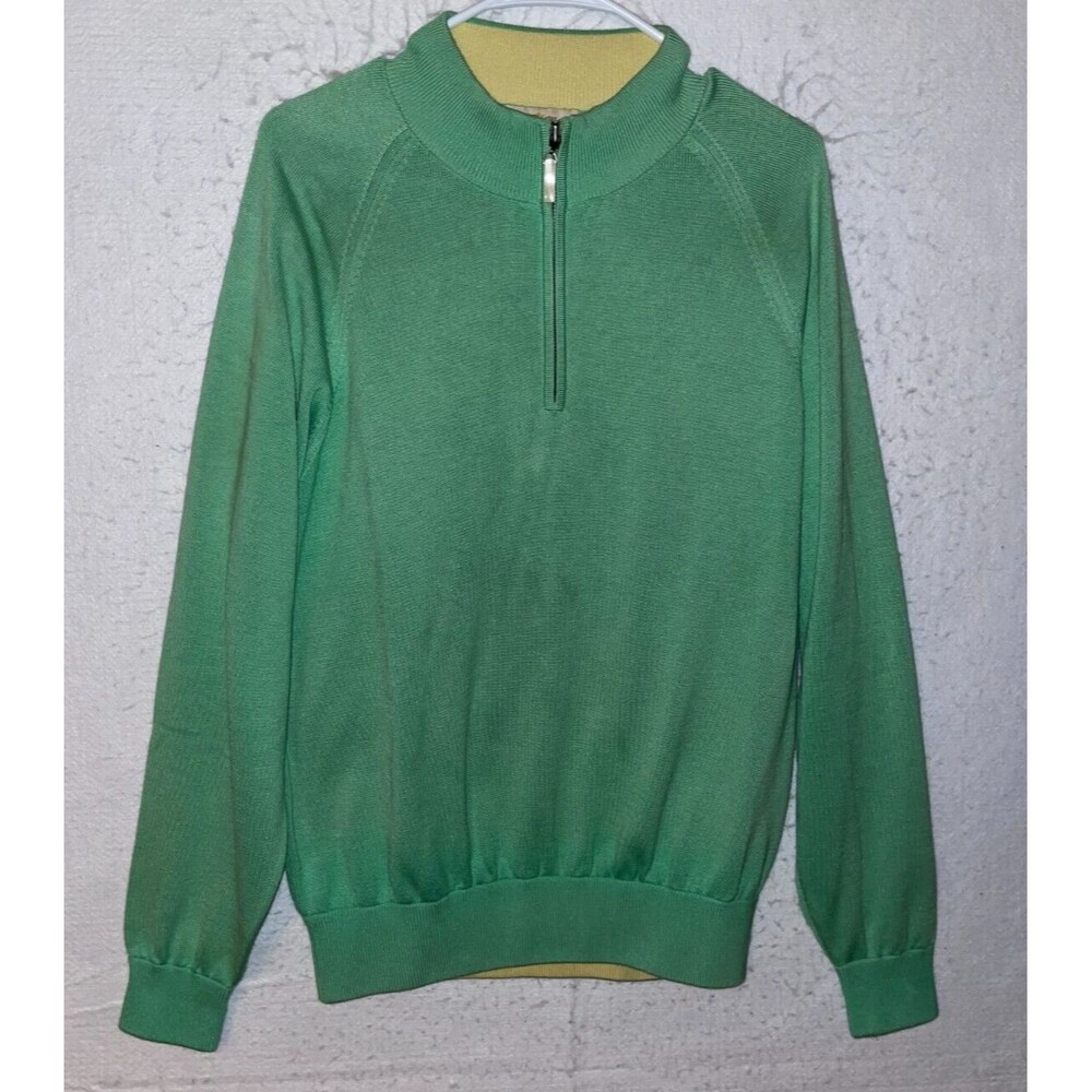 Peter Millar 1/4 Zip Cashmere Silk Blend Pullover Sweater Sz M Light Green